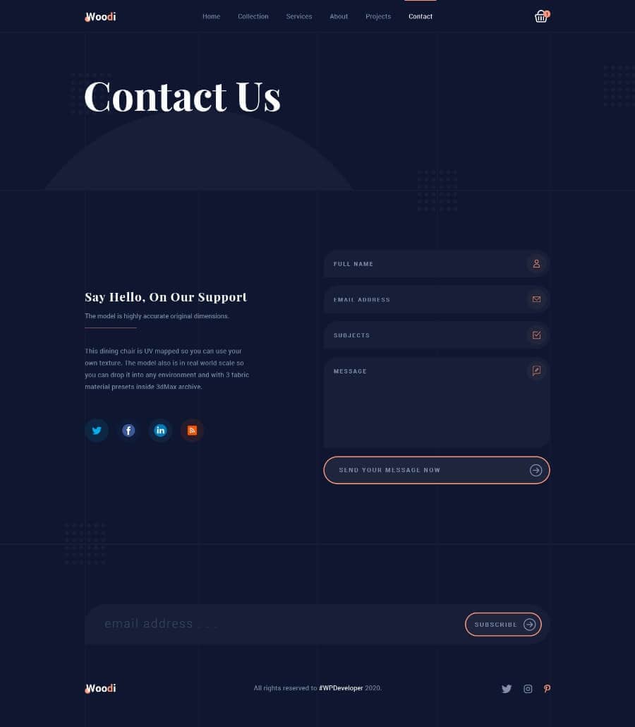 Templately - Woodie Contact Page Thumbnail