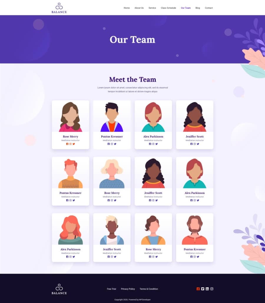 Balance Team Page  By Templately