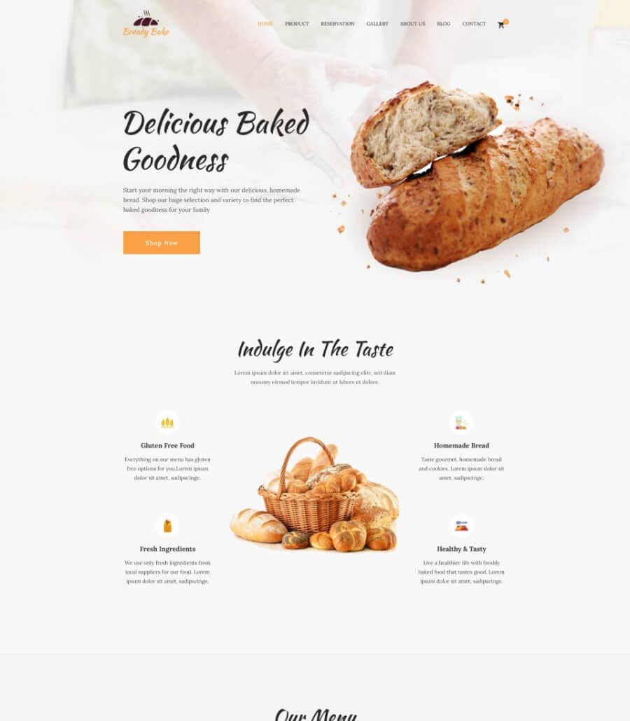 Bready Bake Home Page  By Templately
