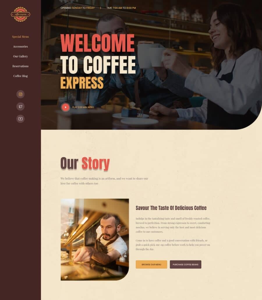 Templately - Coffee Express - Coffee Shop Template Thumbnail