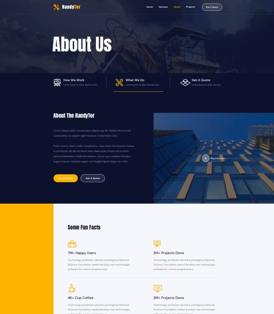 Templately - HandyTor - Construction Website Template Thumbnail 2
