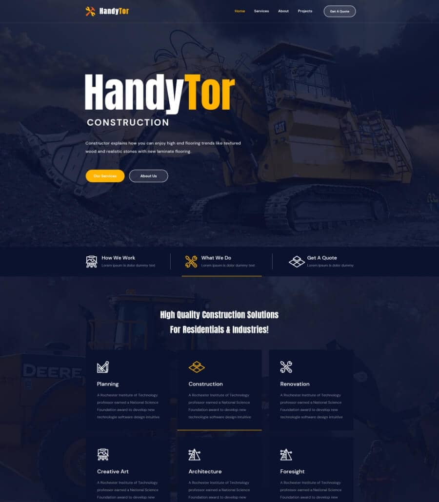 Templately - HandyTor - Construction Website Template Thumbnail