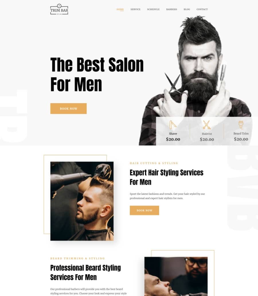 Templately - Trim Bar - Barber Shop Website Template Thumbnail