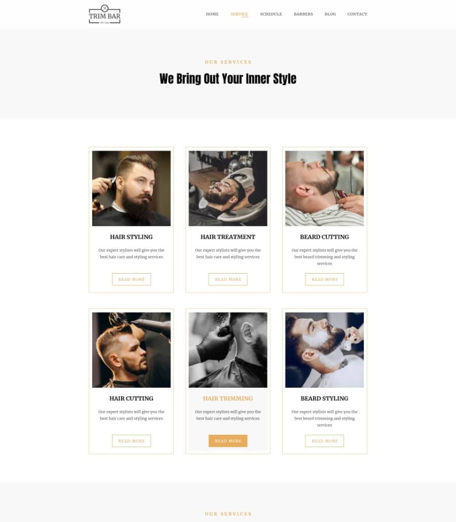 Templately - Trim Bar - Barber Shop Website Template Thumbnail 2