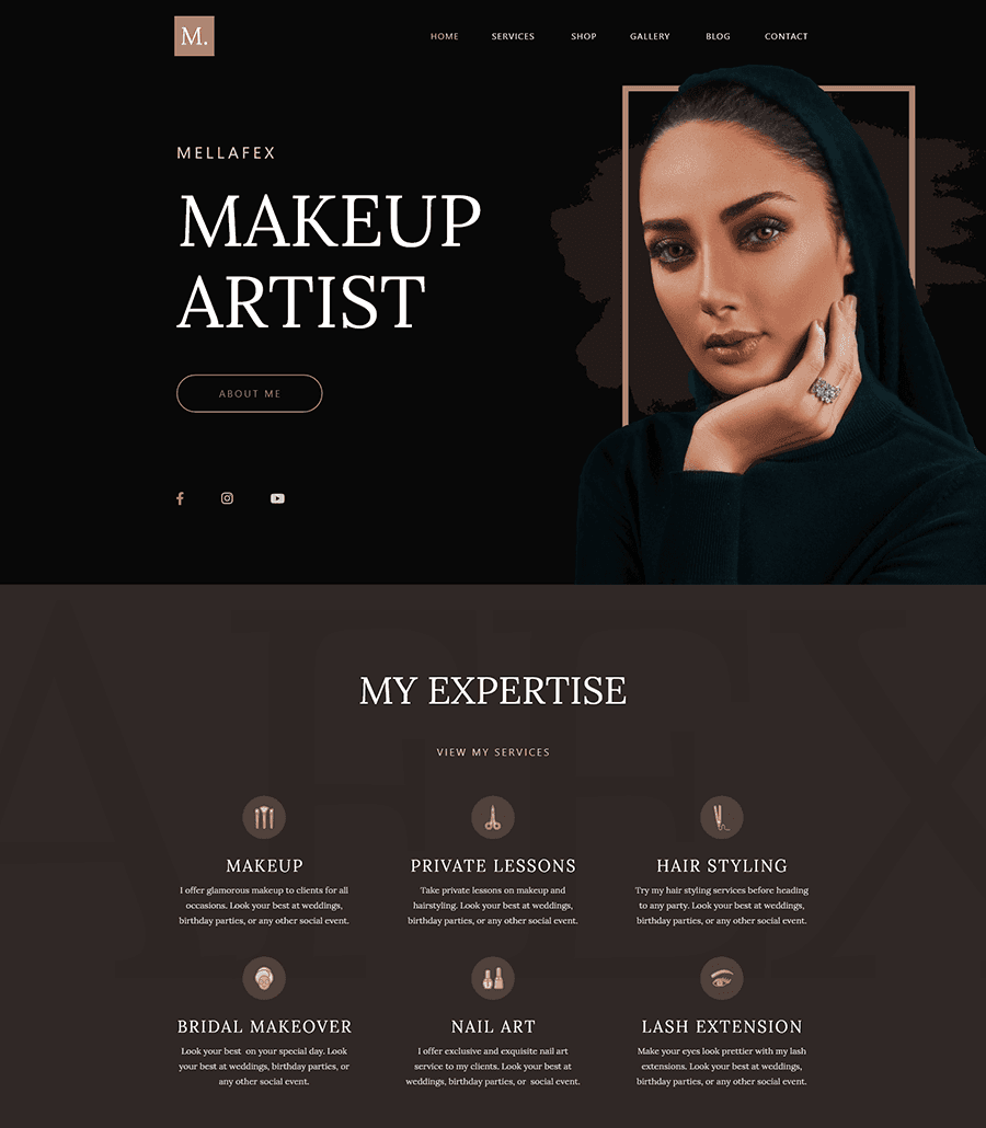 Templately - Mellafex - Makeup Artist Template Pack For Elementor Thumbnail