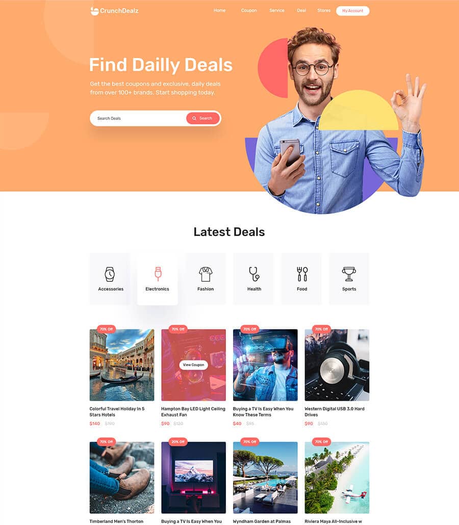 Templately - CrunchDealz - Coupon/Deals Landing Page Template Thumbnail 3