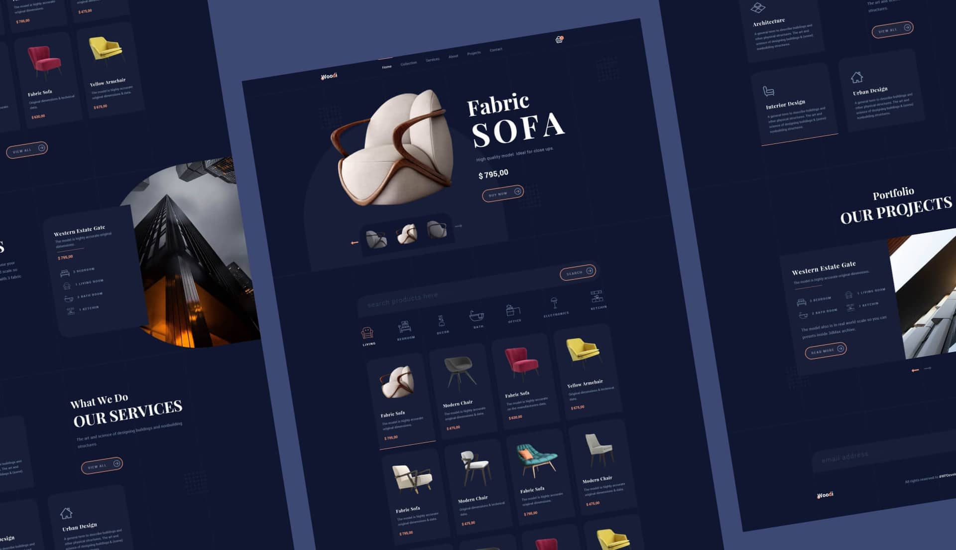 Woodie - Furniture Shop WordPress Template Banner By Templately