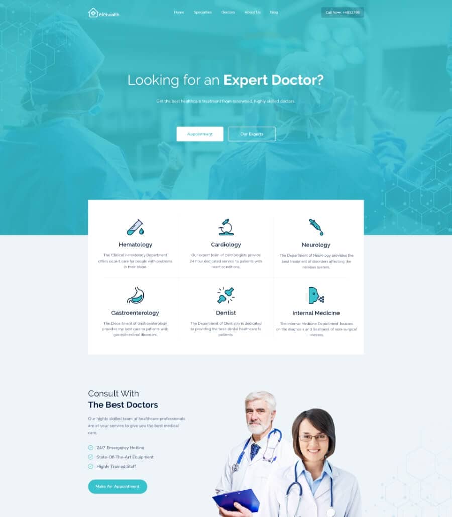 Templately - EleHealth - Website Template Thumbnail