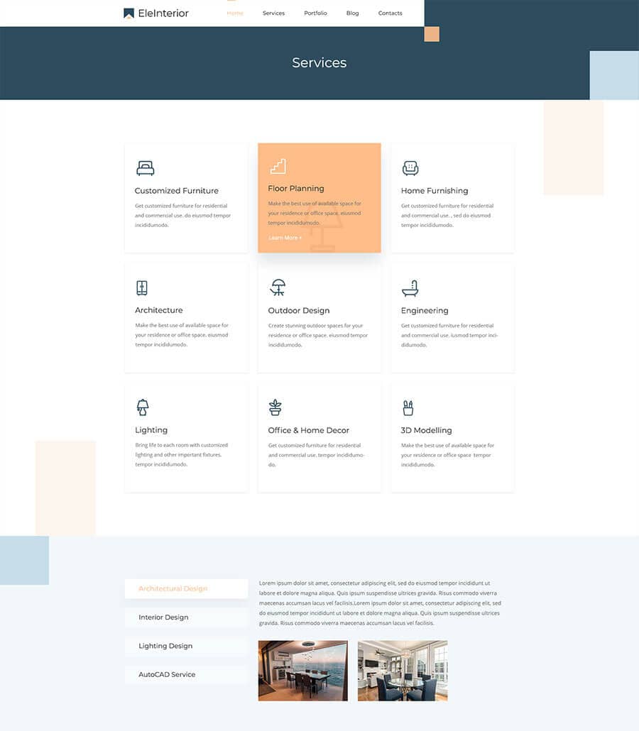 Templately - EleInterior - WordPress Website Template For Interior Design Thumbnail 3