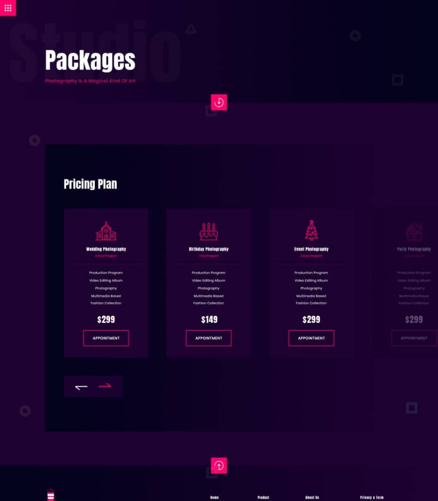 Templately - PhotoSpark - Photography Website Template Thumbnail 2