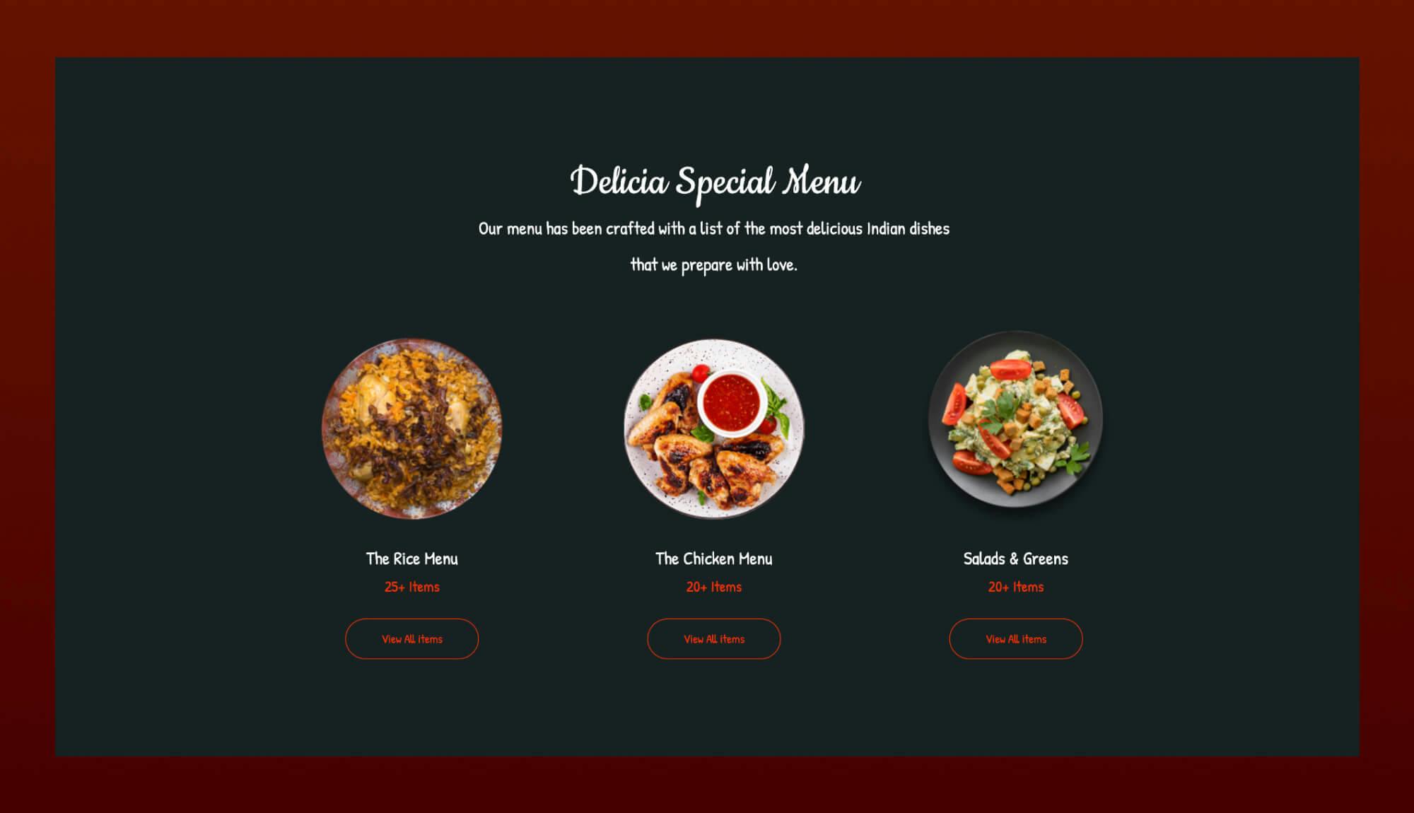 Desilicious Menu With Food Photo Section Banner