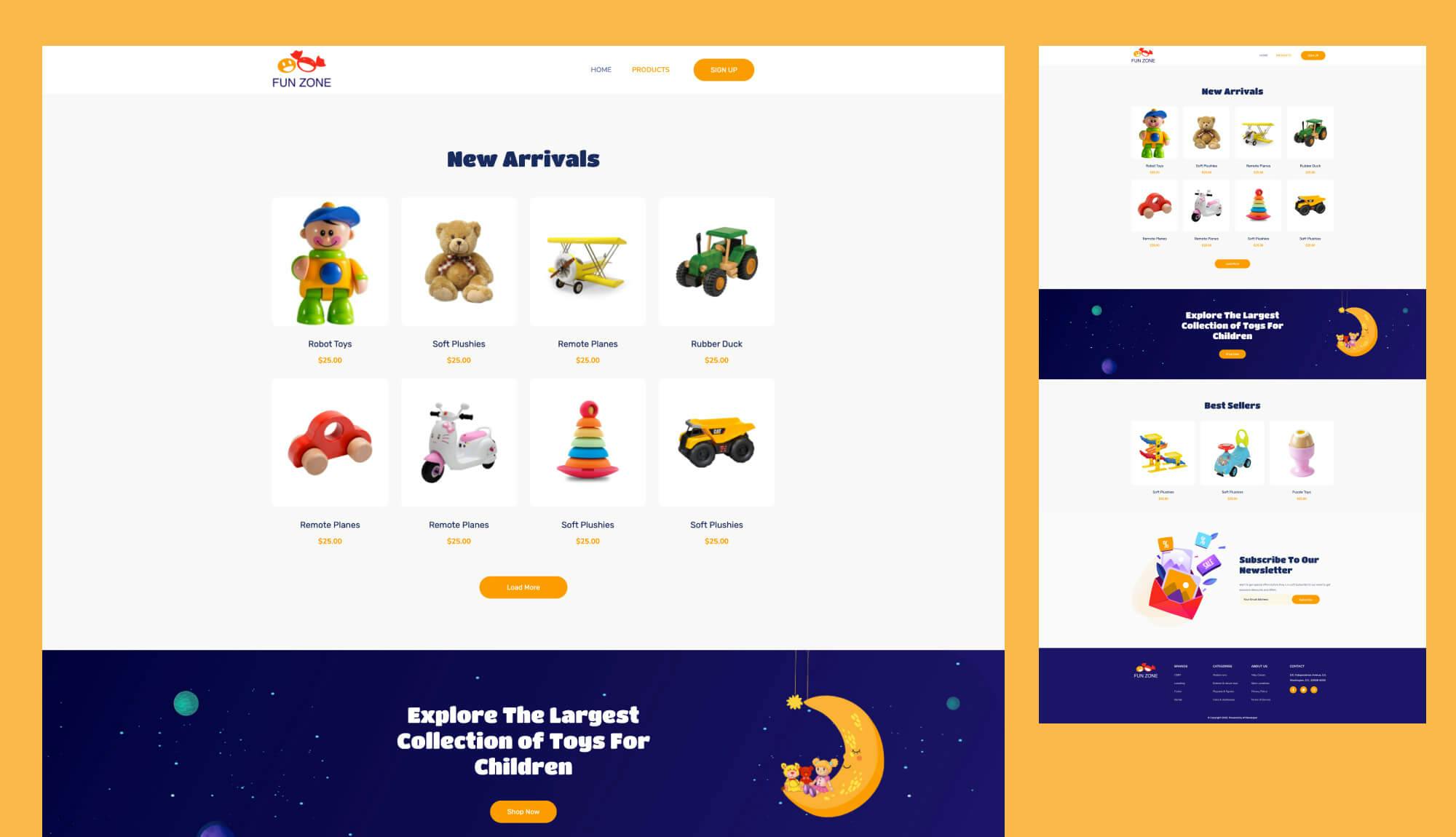 Fun Zone Products Page For Gutenberg Banner