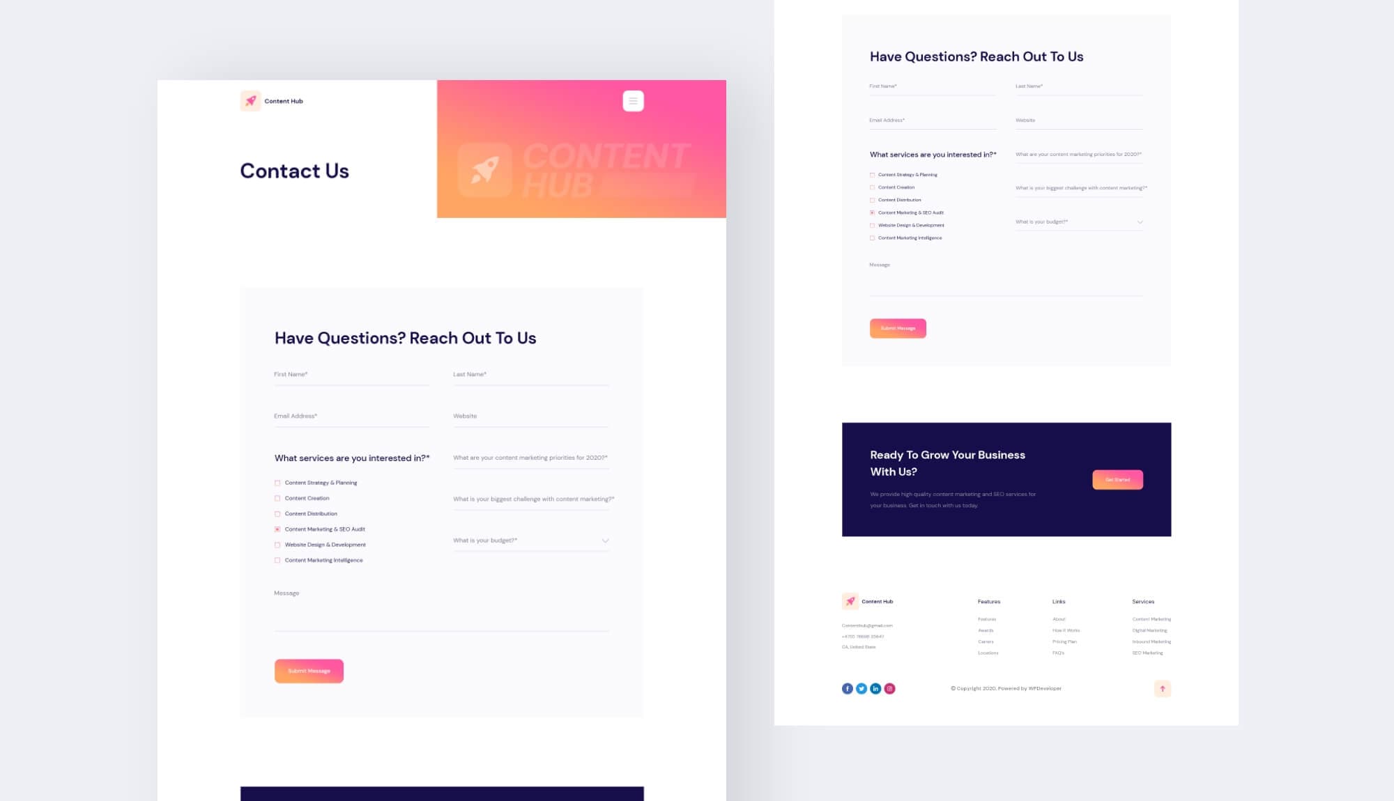 Content Hub Contact Page Banner