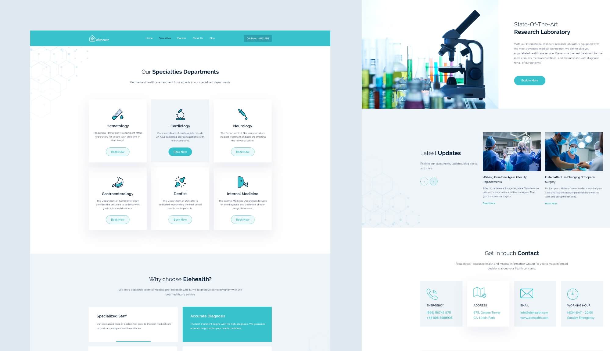 EleHealth Website Template Specialties Page Banner