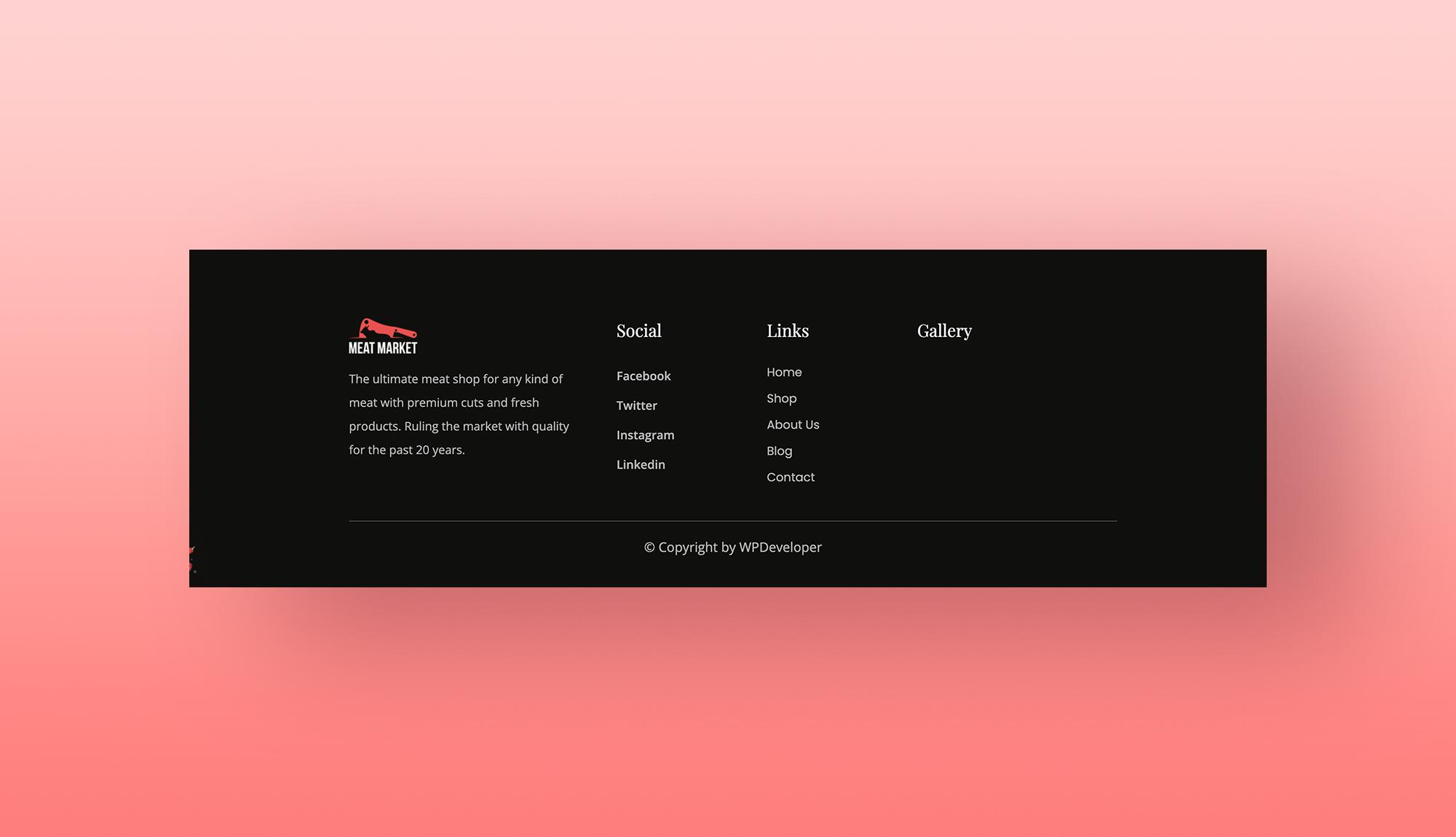 Meat Market Footer Section For Gutenberg Banner