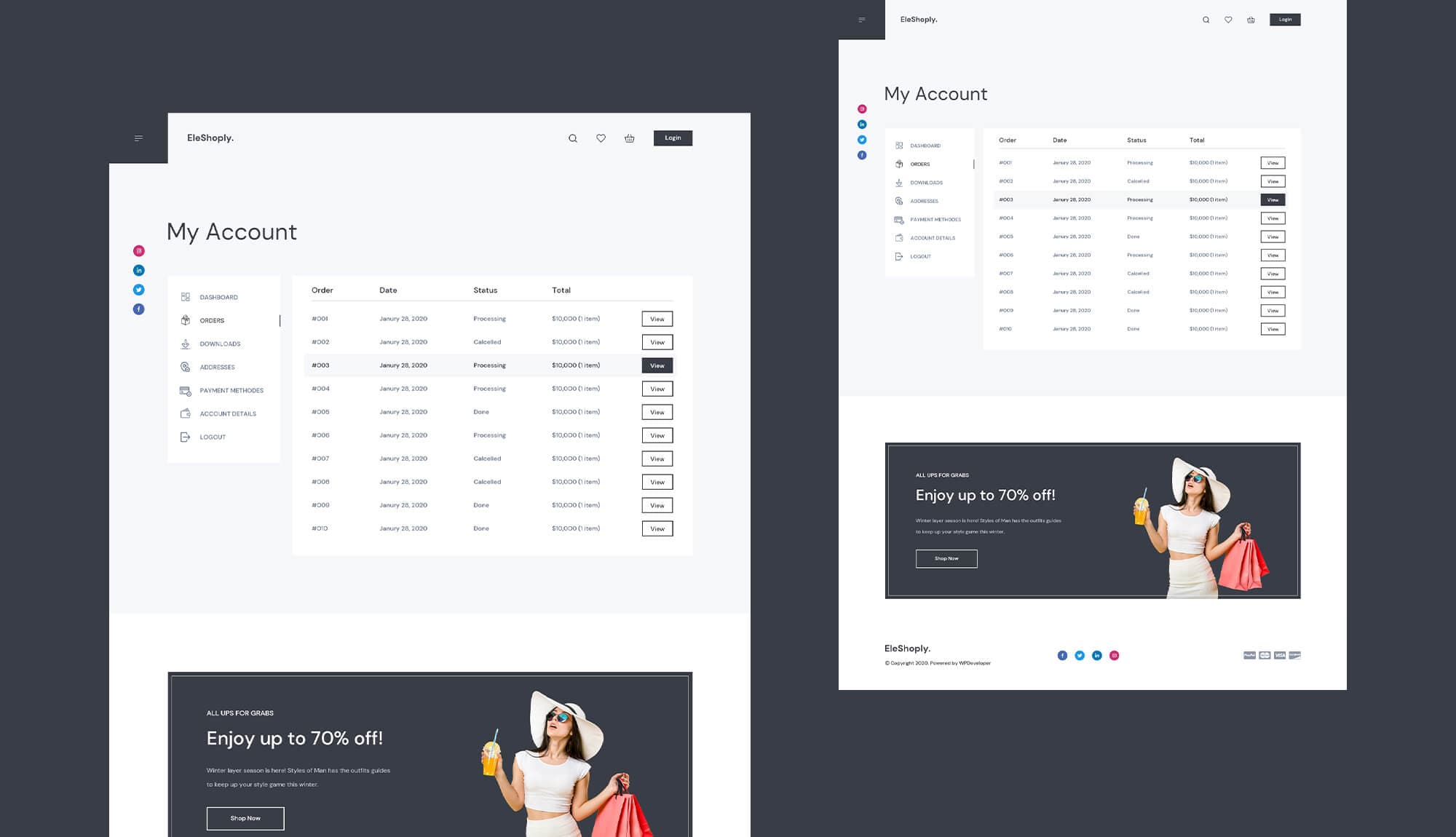 EleShoply Account Page Banner