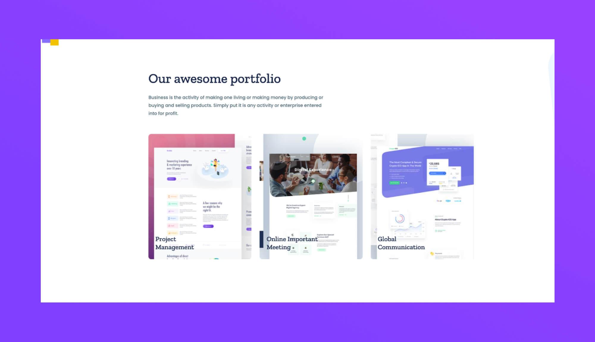 Unigency Portfolio  Section Lite For Gutenberg Banner