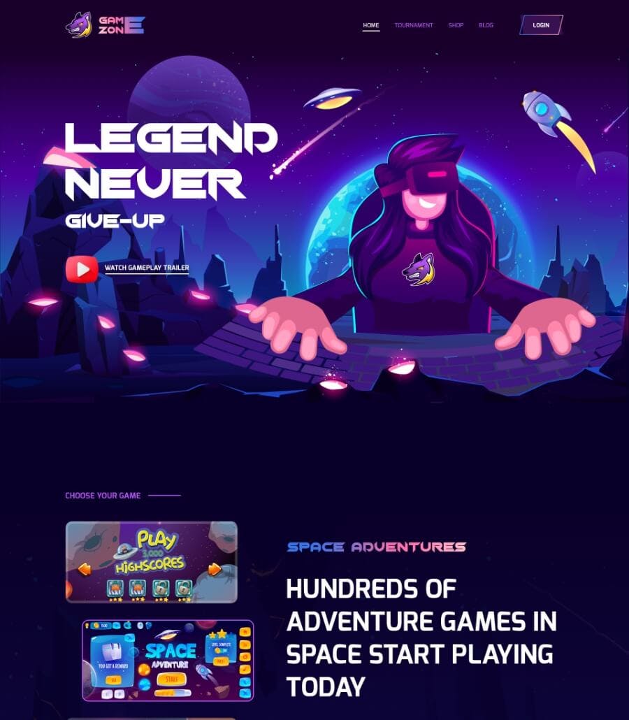 GameZone - Gaming Website Template For Elementor by sabbirmc for  WPDeveloper on Dribbble