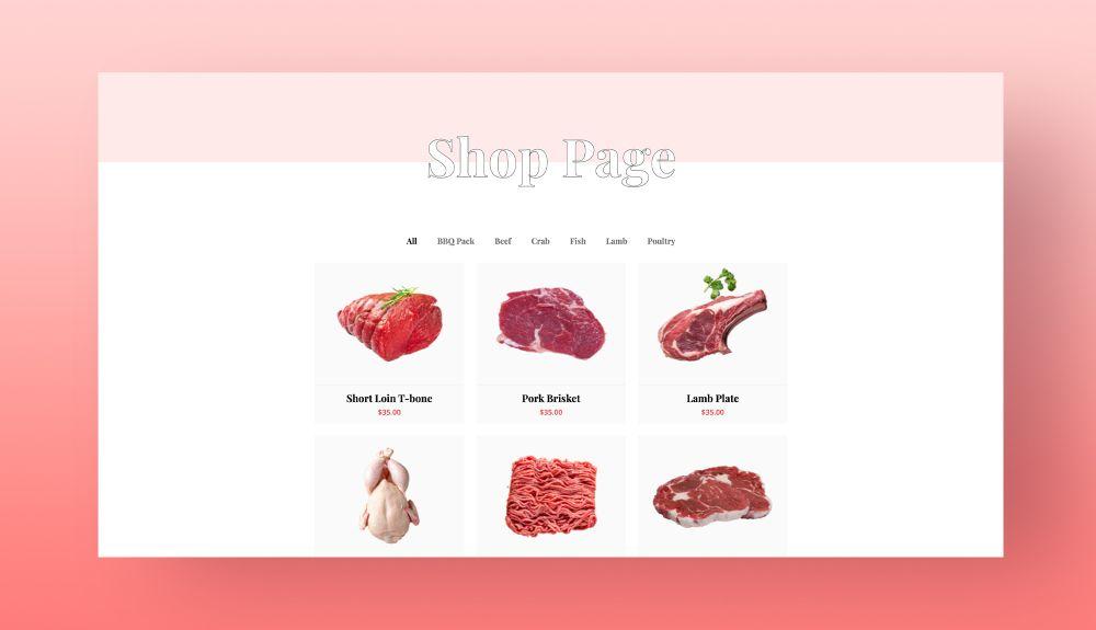 Meat Market Shop Categories Section For Gutenberg Banner