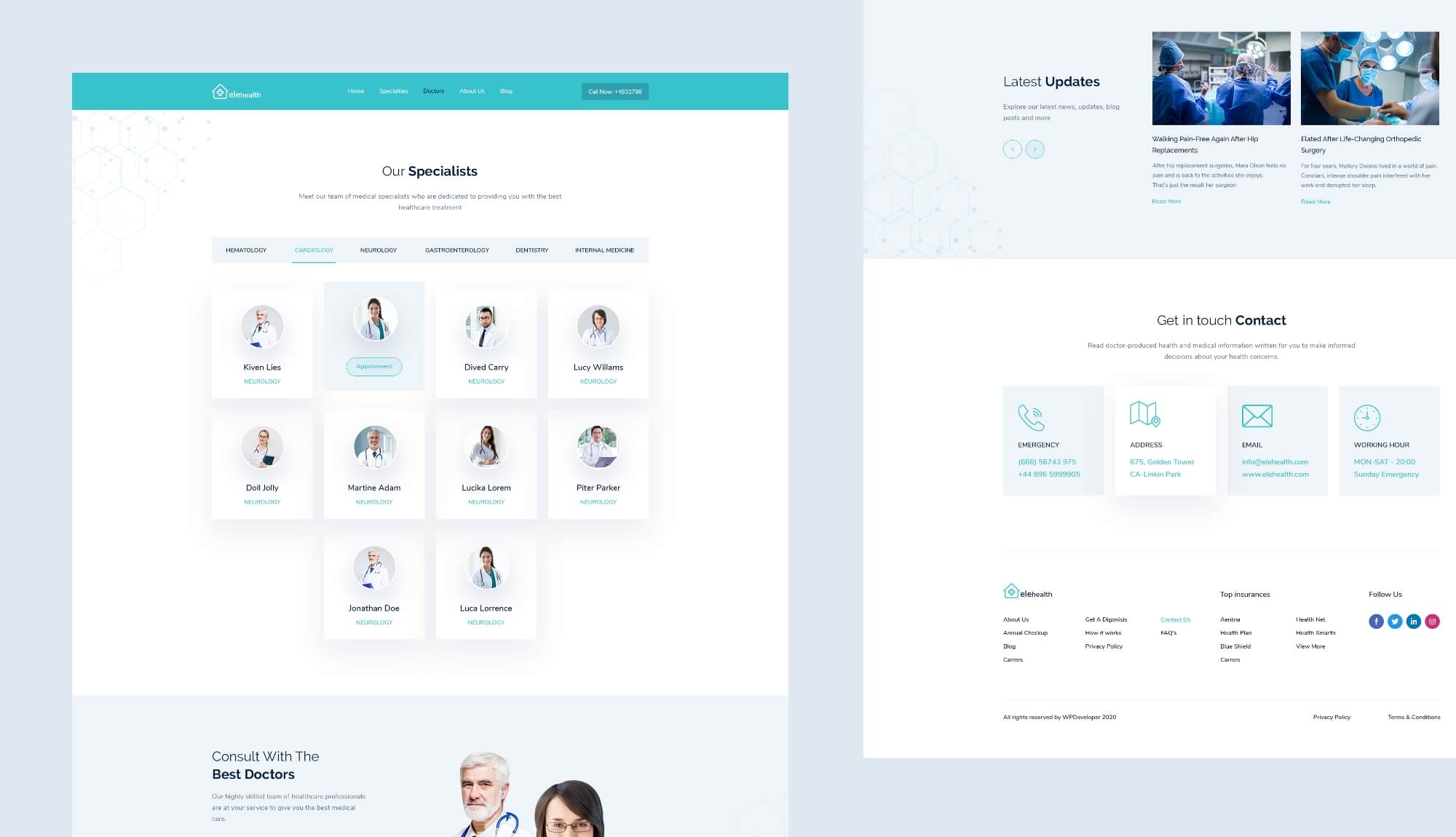EleHealth Website Template Doctors List Page Banner