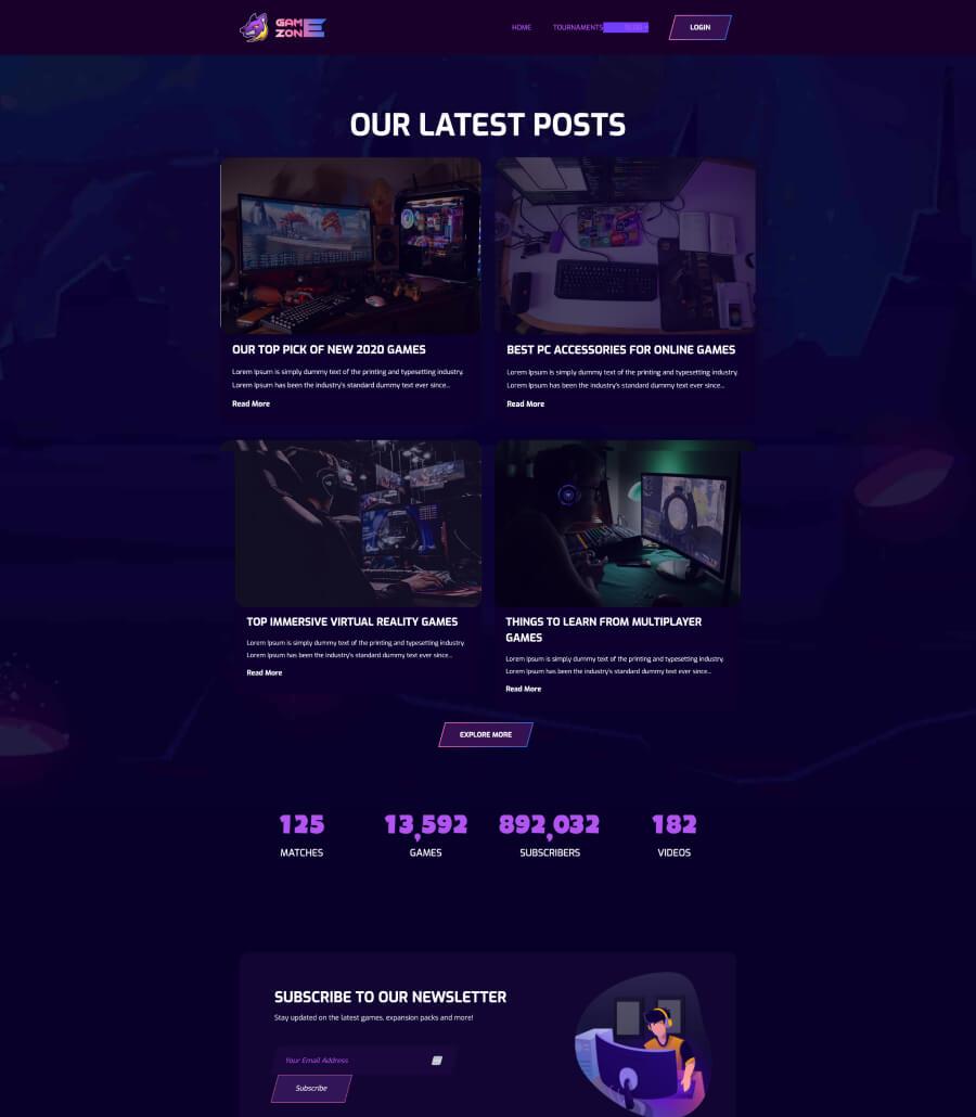 Online Gaming Website Template