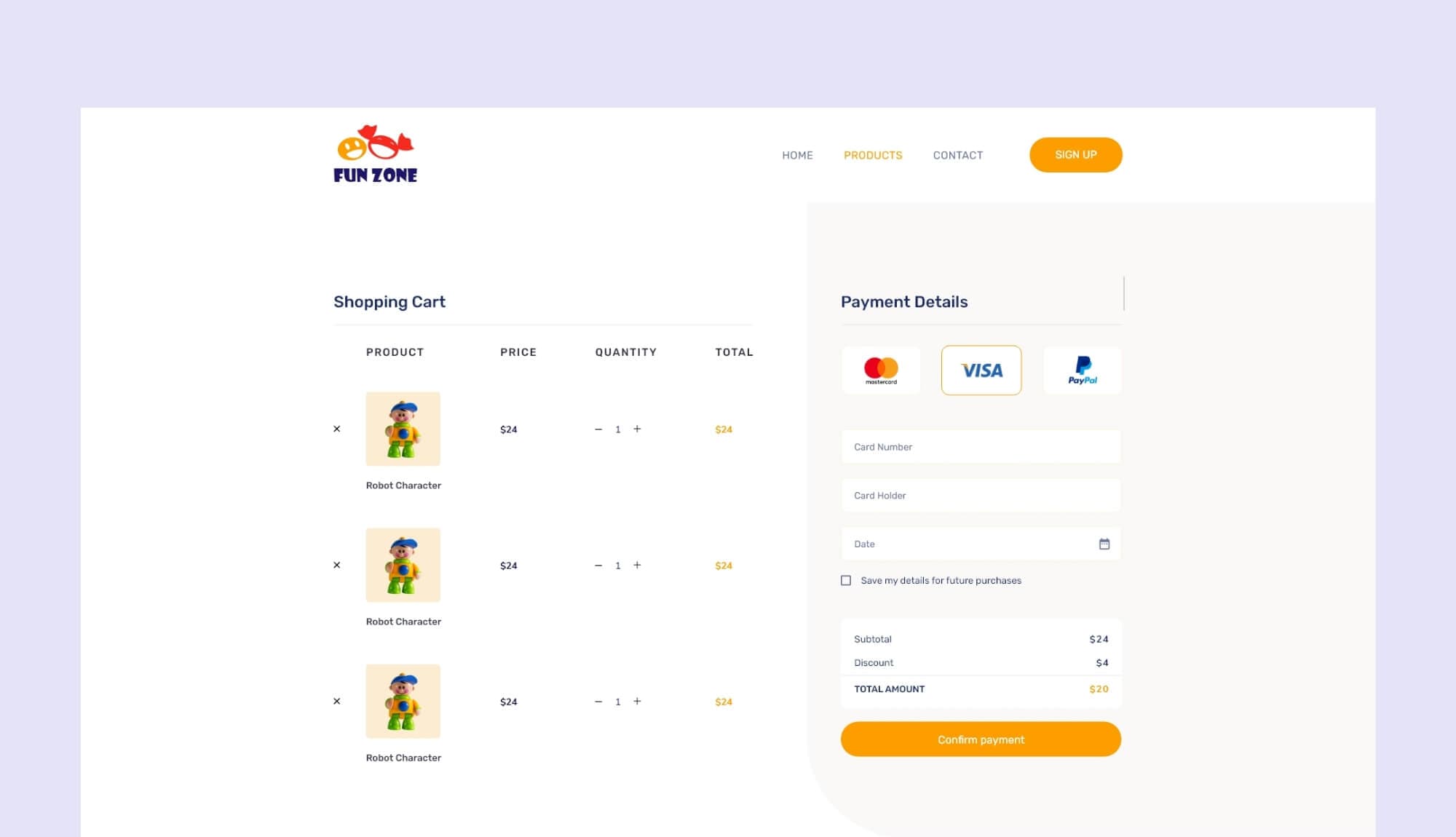 Fun Zone Checkout Page Banner