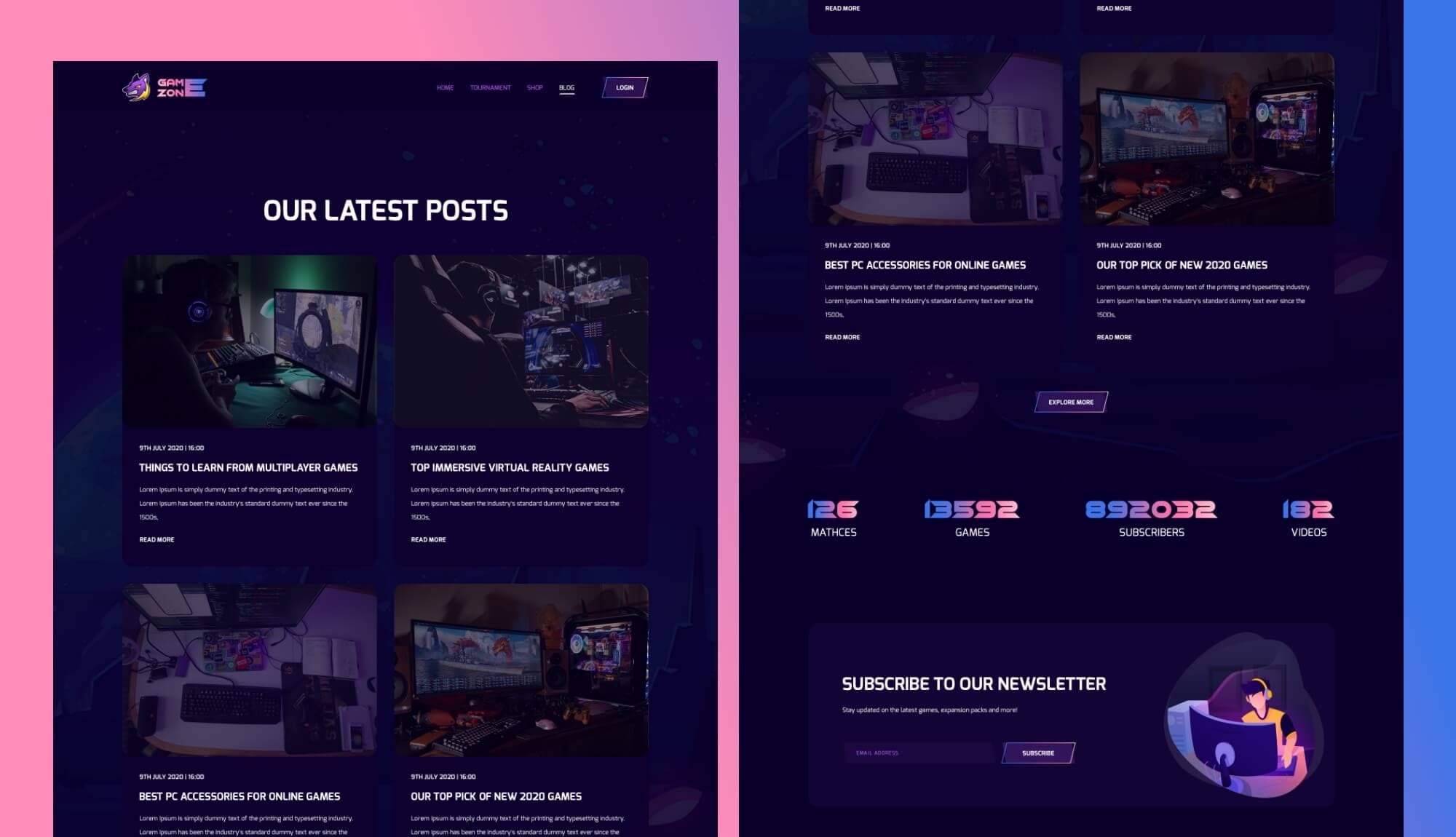 Game Zone Gaming Website Template For Elementor