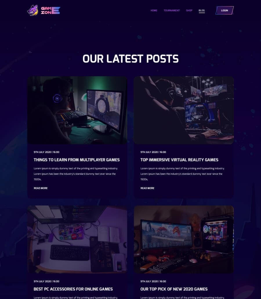 Best Website Gaming Template for eSports Organizations - Zemez