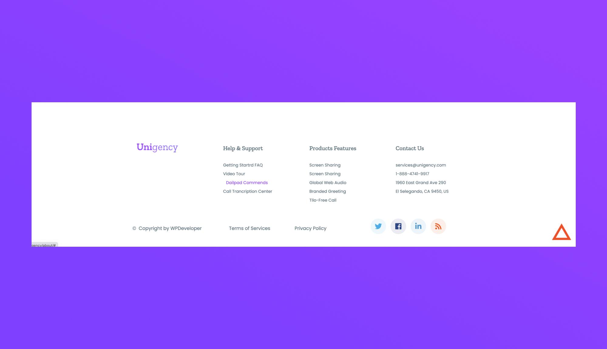 Unigency Footer Section Lite For Gutenberg Banner