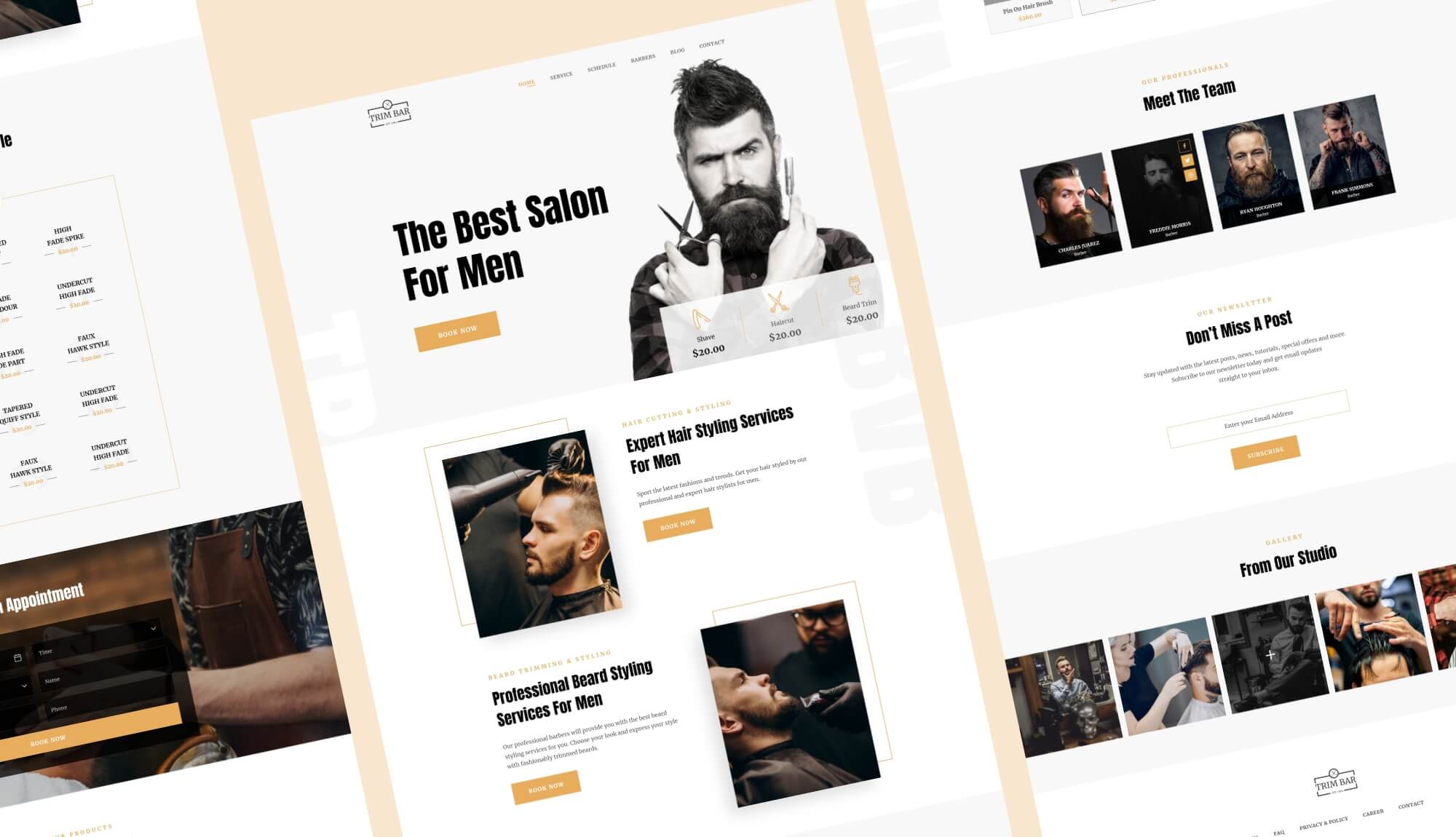 Trim Bar Barber Shop Website Template Banner