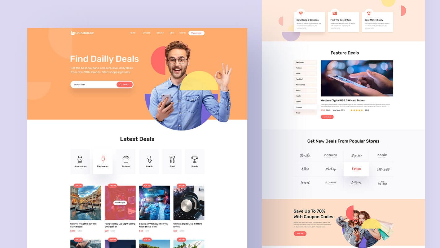 CrunchDealz Coupon/Deals Landing Page Template Banner