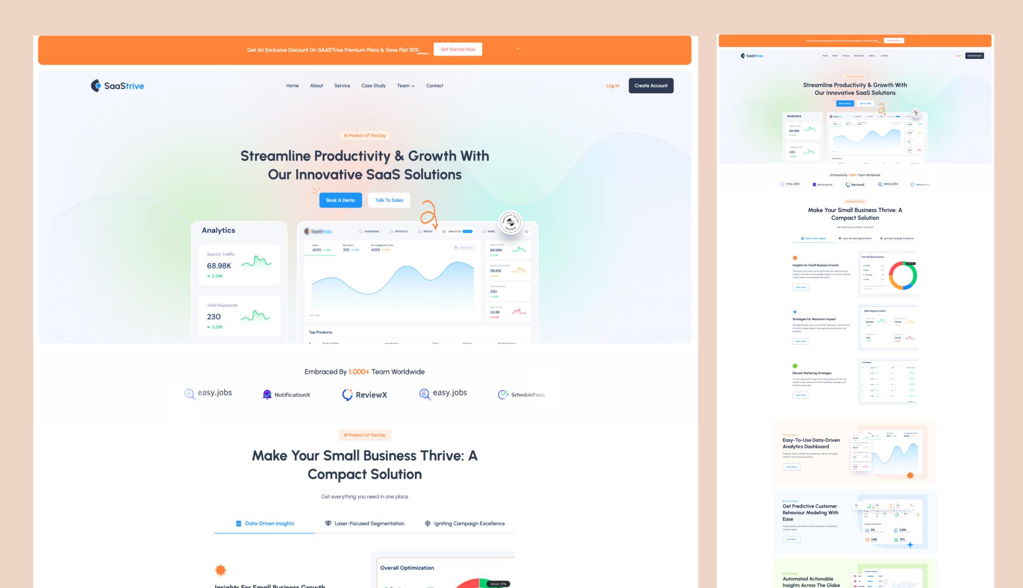 SaaStrive - SAAS Website Template For Elementor Banner