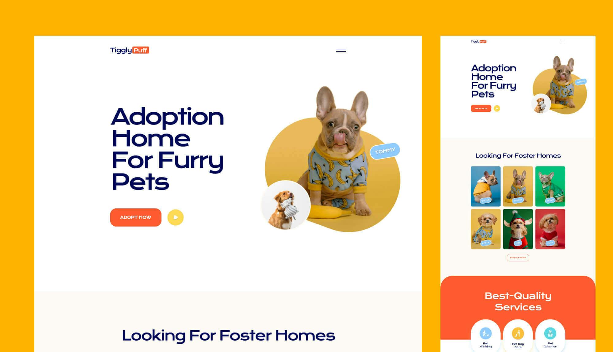 TigglyPuff - Pet Adoption Service Website Template Banner