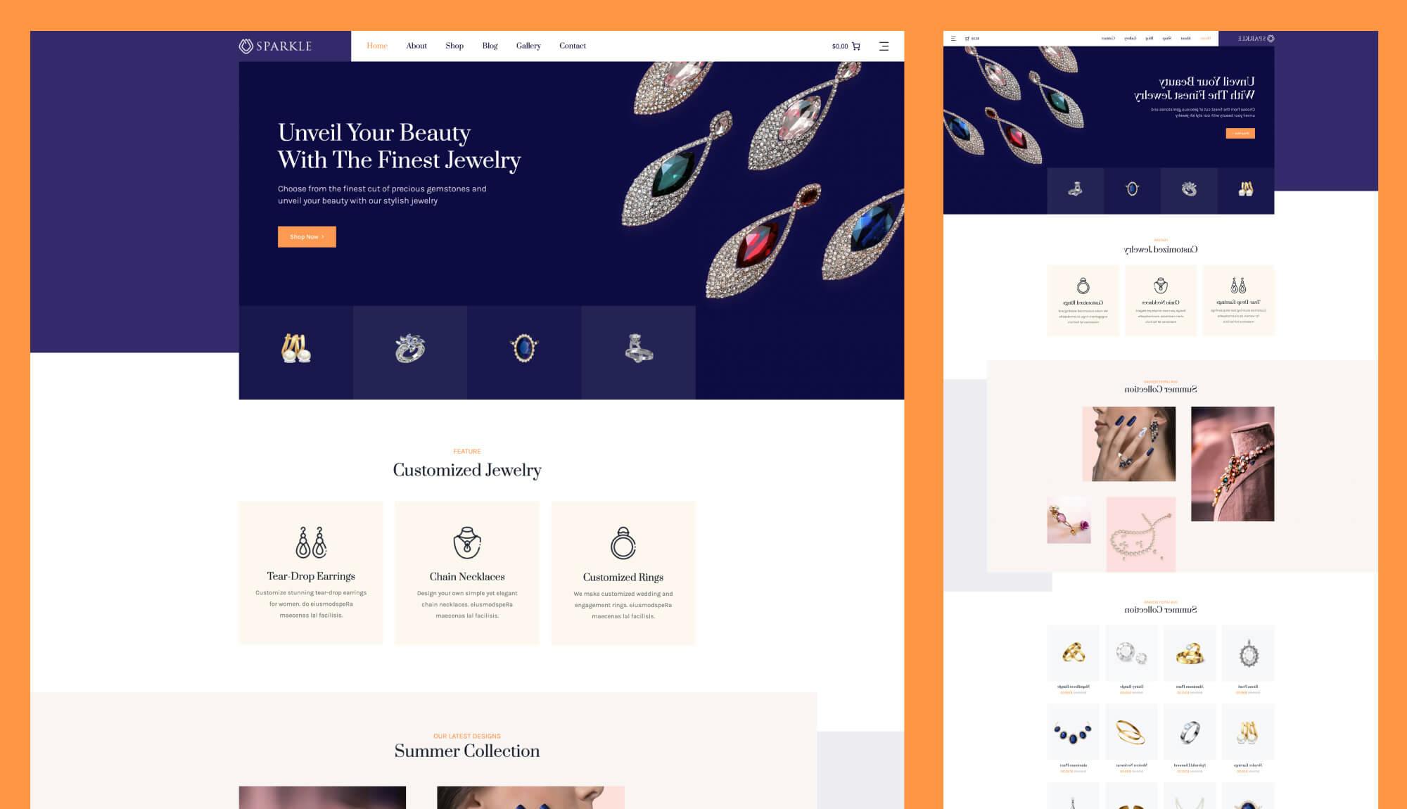 Sparkle - WooCommerce Jewelry Shop Template For Gutenberg Banner