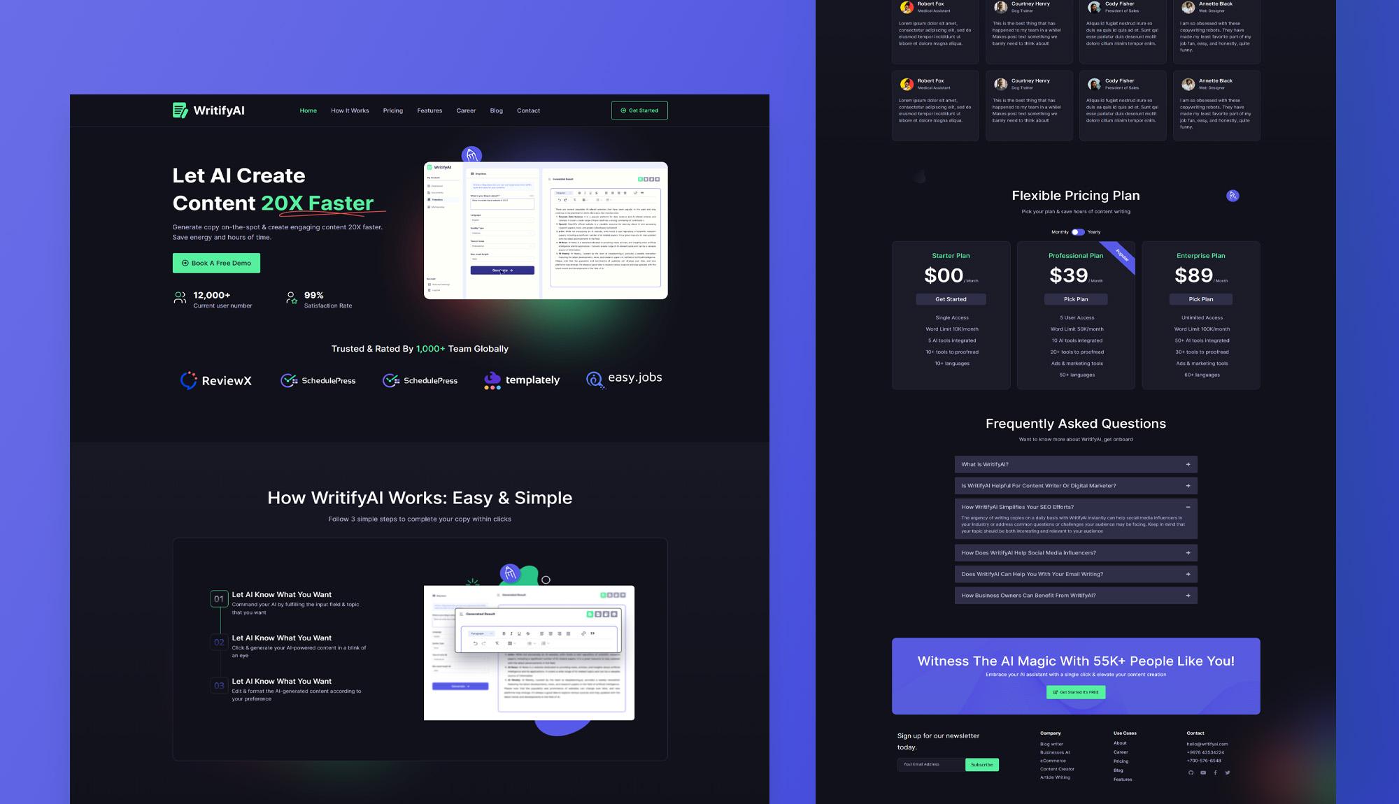 WritifyAI - Gutenberg Website Template For Content AI Banner