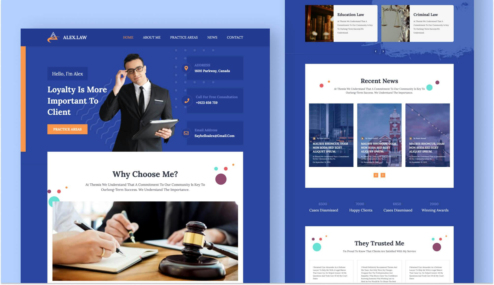 Alex Law - Lawyer Personal Website Template For Gutenberg Banner