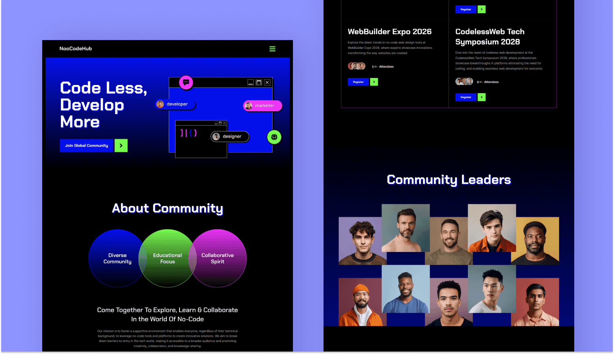 NooCodeHub - No Code Community Website Template Banner