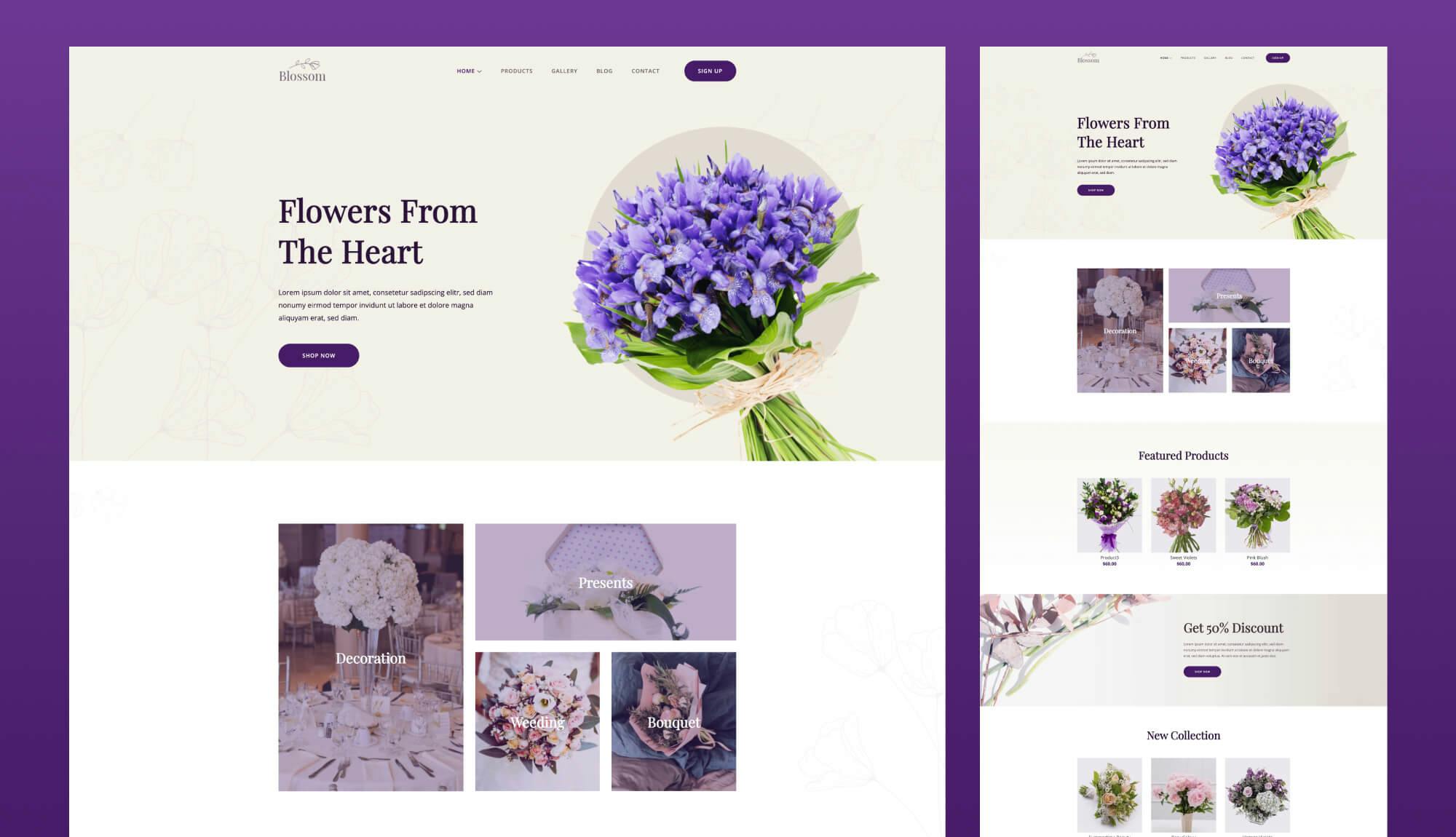 Blossom - Flower Shop WooCommerce Template For Gutenberg Banner
