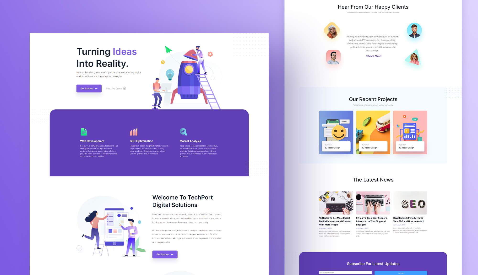 TechPort - Digital Startup Website Template For Gutenberg Banner