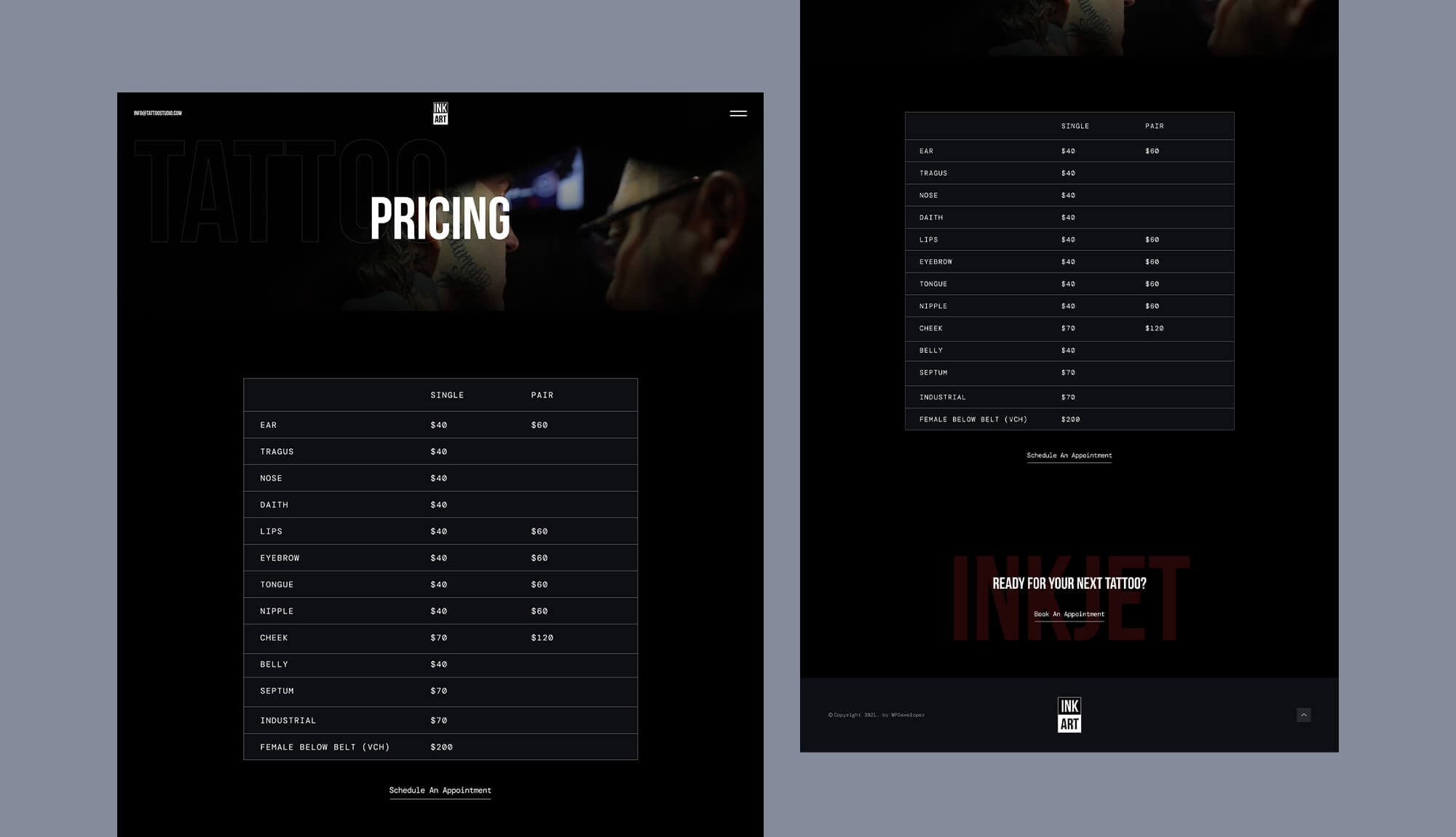Ink Art Pricing Page Banner