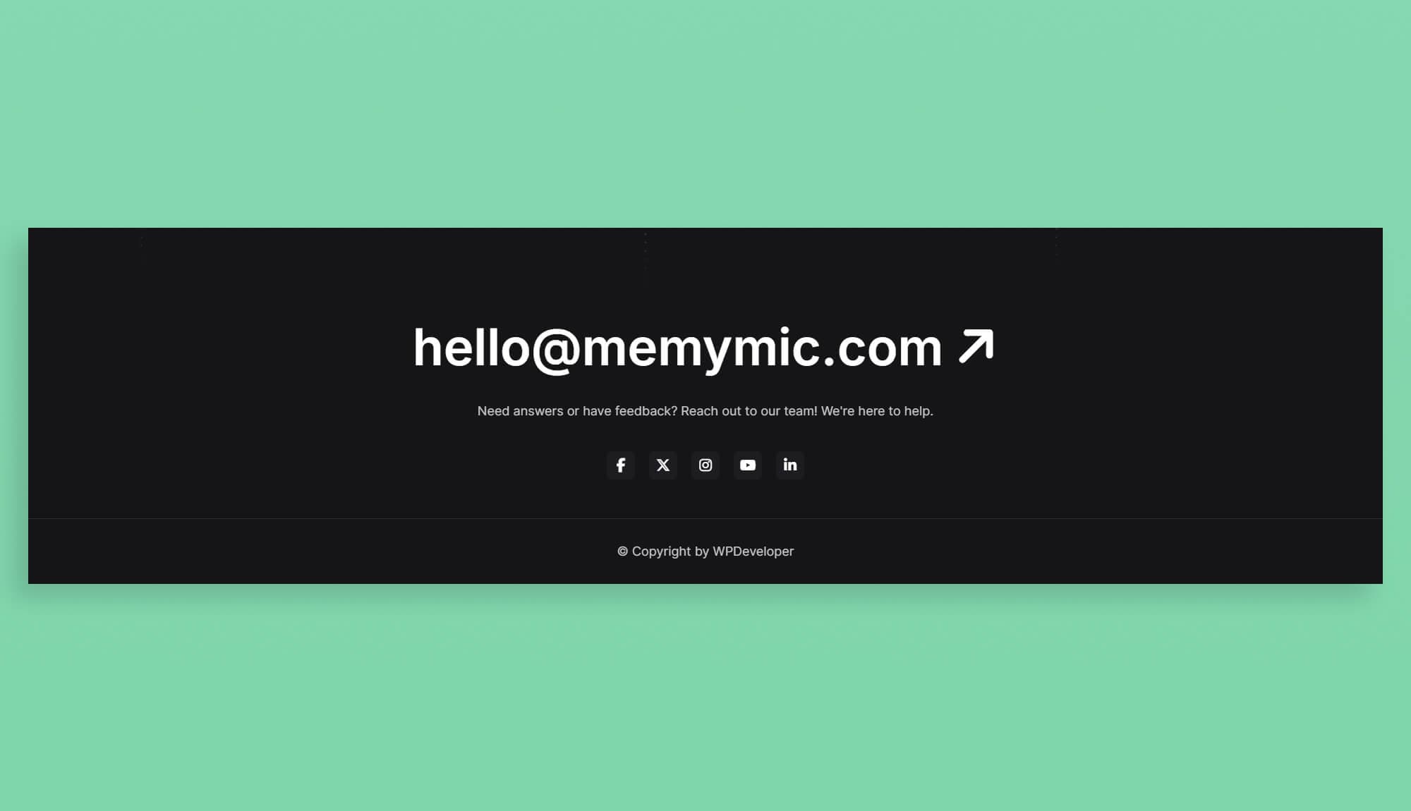 Memymic Footer Section For Gutenberg Banner
