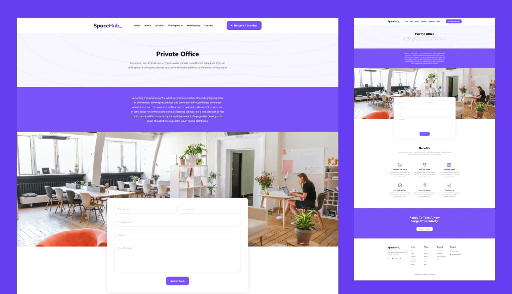 Space Hub WorkSpace Single Page For Gutenberg Banner