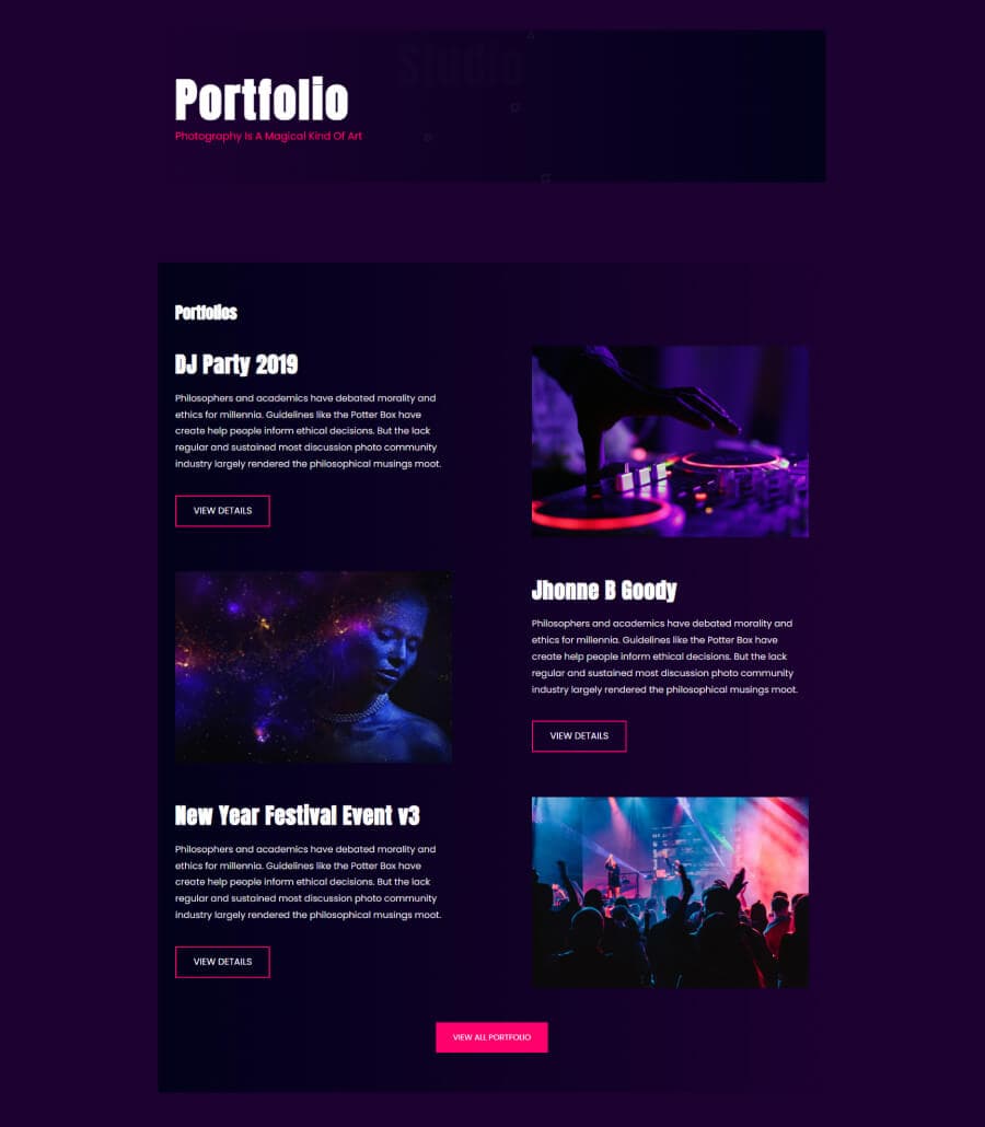 PhotoSpark Portfolio Page For Gutenberg thumbnail