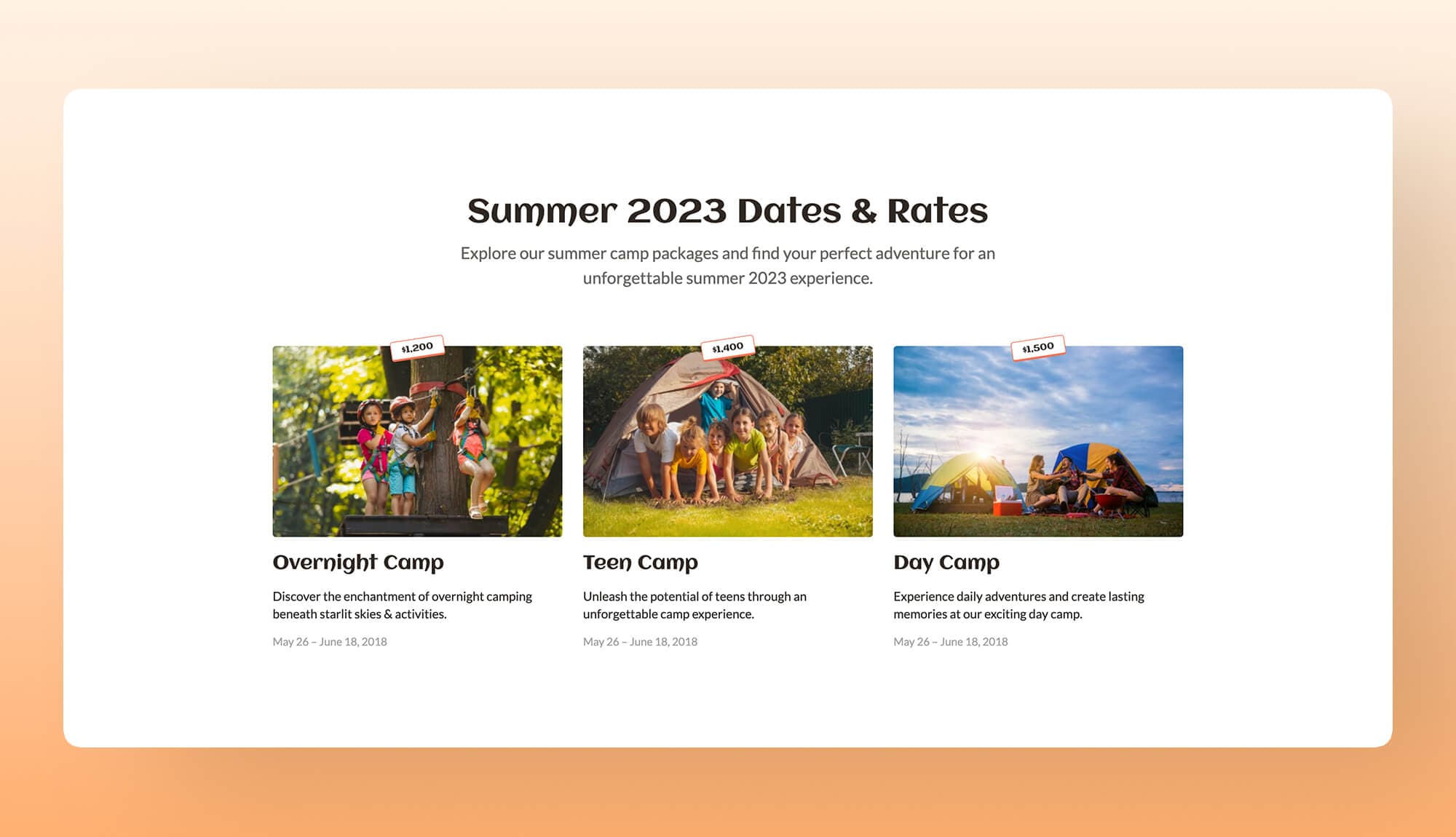 SummerJoy Events Section For Gutenberg Banner