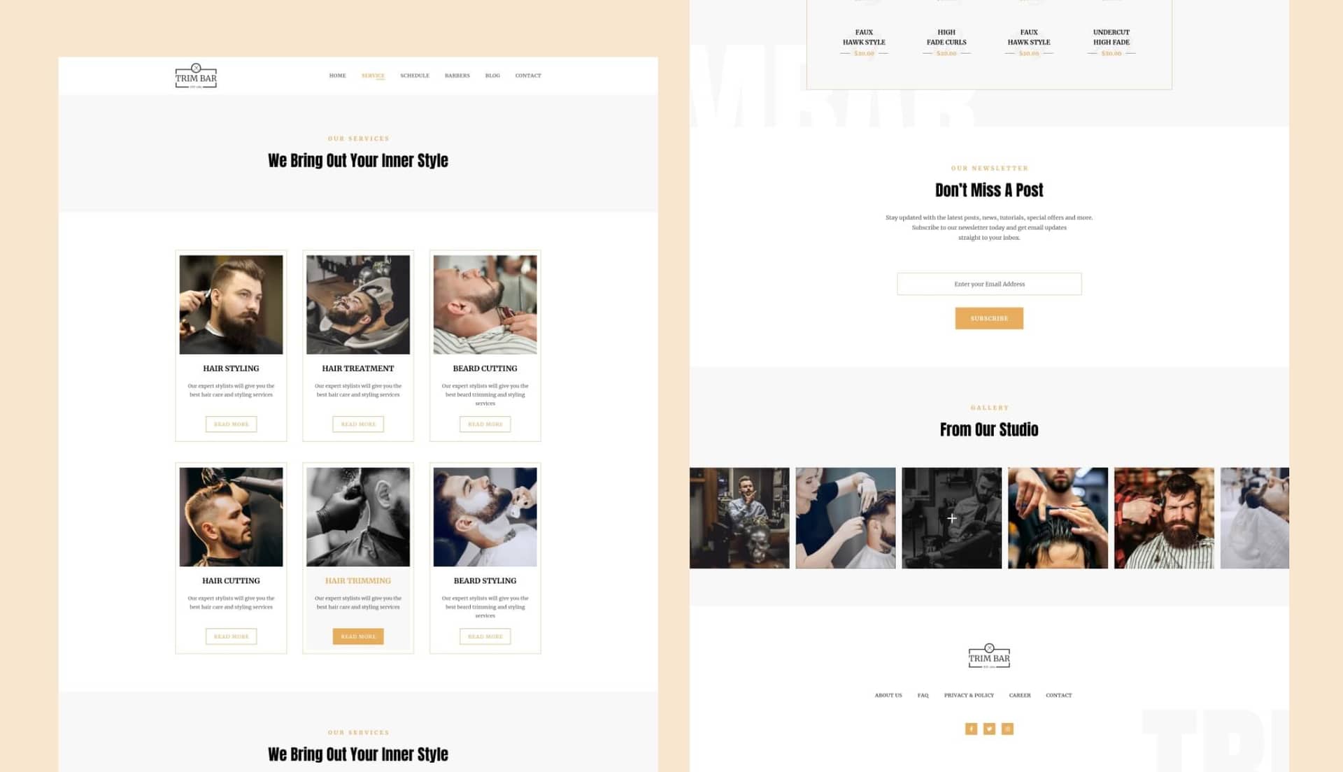 Trim Bar Services Page By Templately