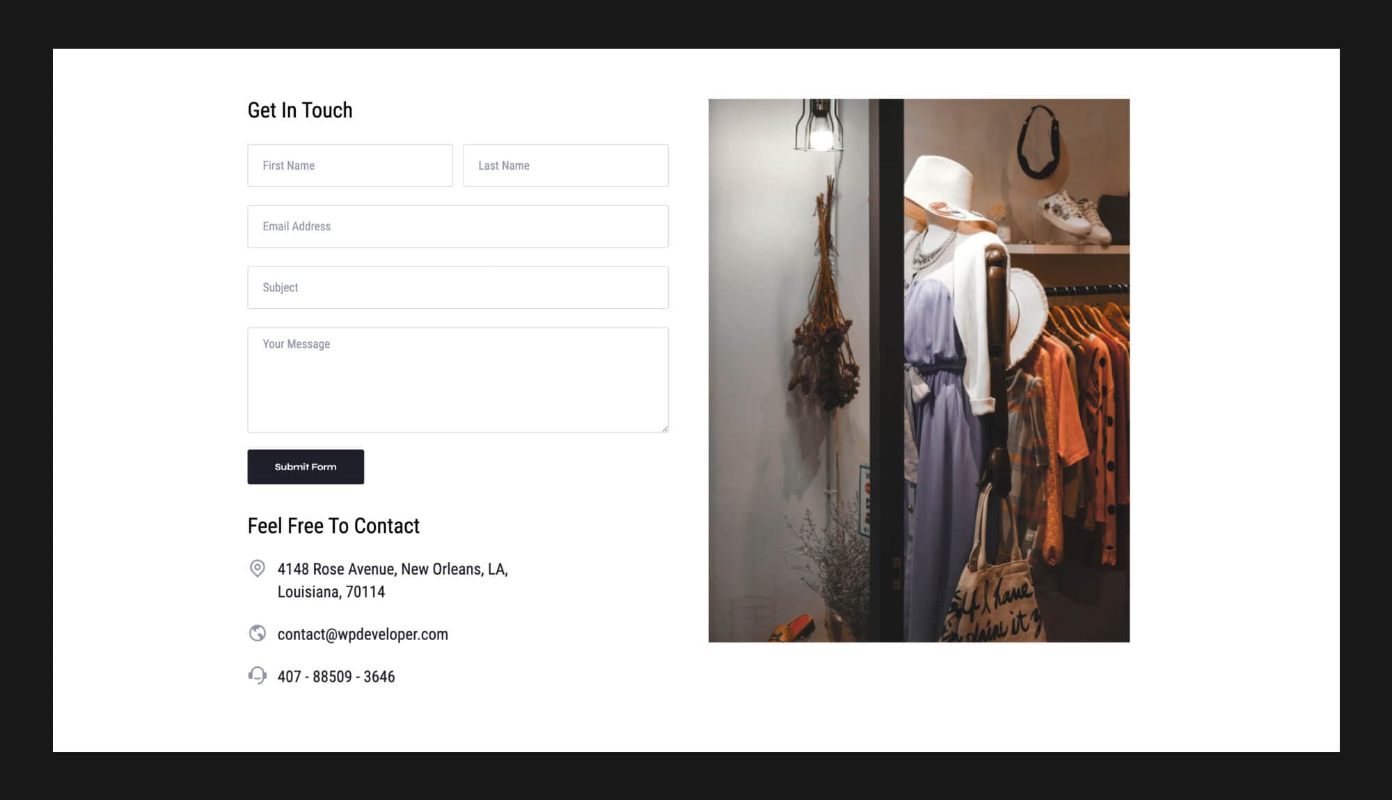 TrendyVault Contact Section For Gutenberg Banner