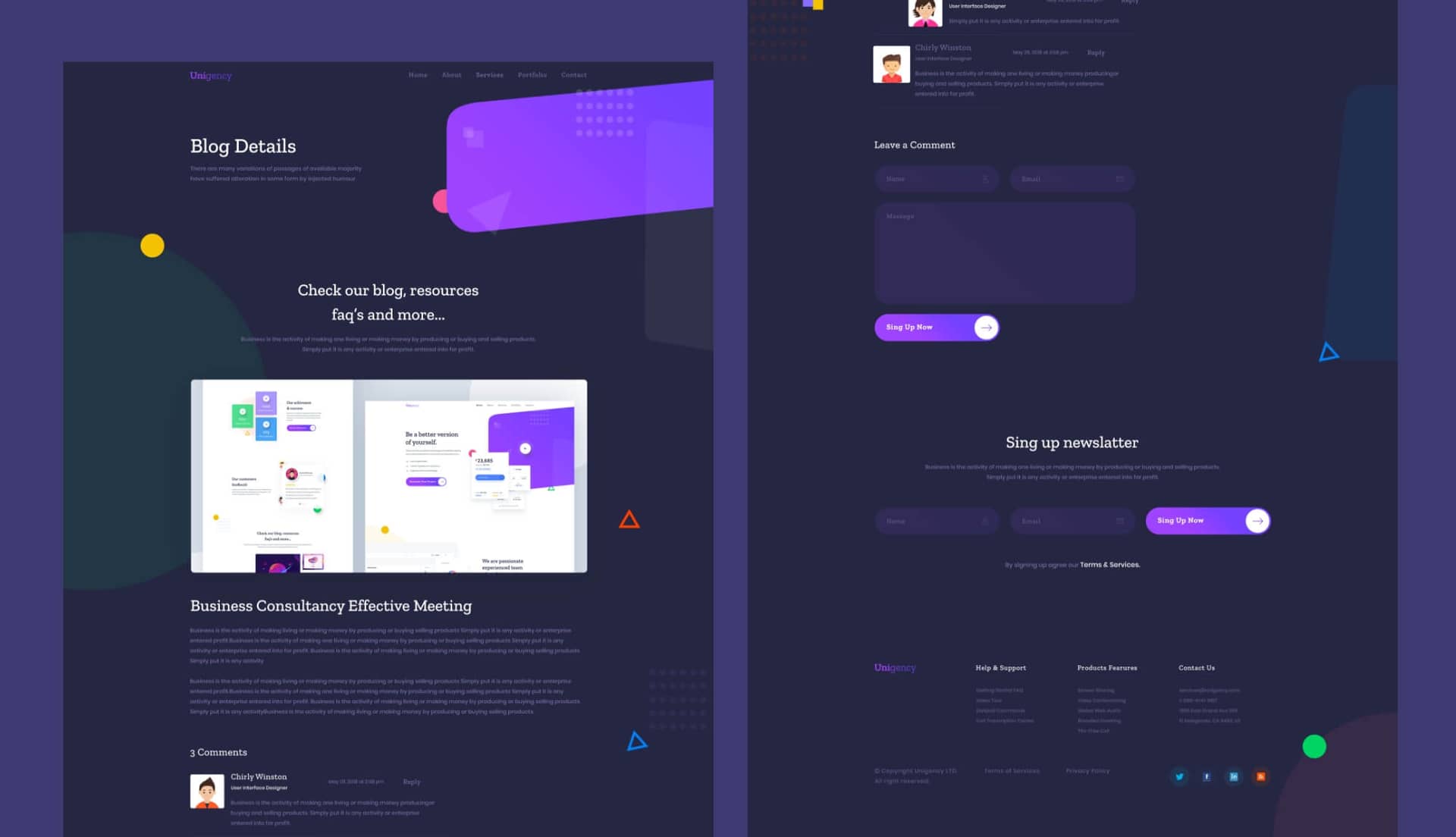Unigency Agency Template Blog Details Dark By Templately