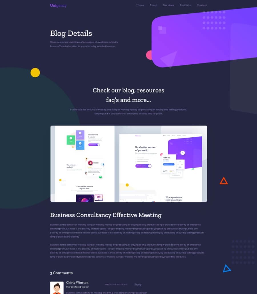 Unigency Agency Template Blog Details Dark thumbnail