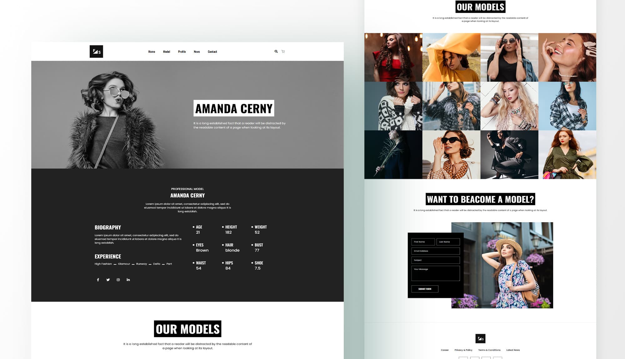 Fashion and Modeling Profile Page For Gutenberg Banner