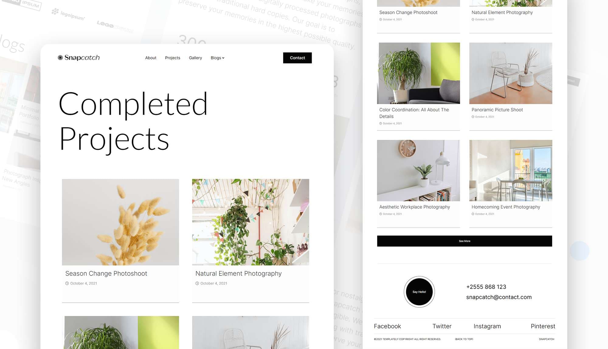 Snapcatch Projects Page By Templately